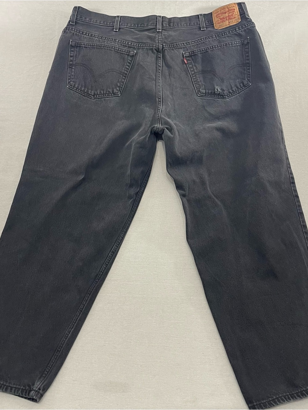 Levis 560 Jeans Men 42x30 Baggy Tapered Black Denim Comfort Fit Y2K Distressed